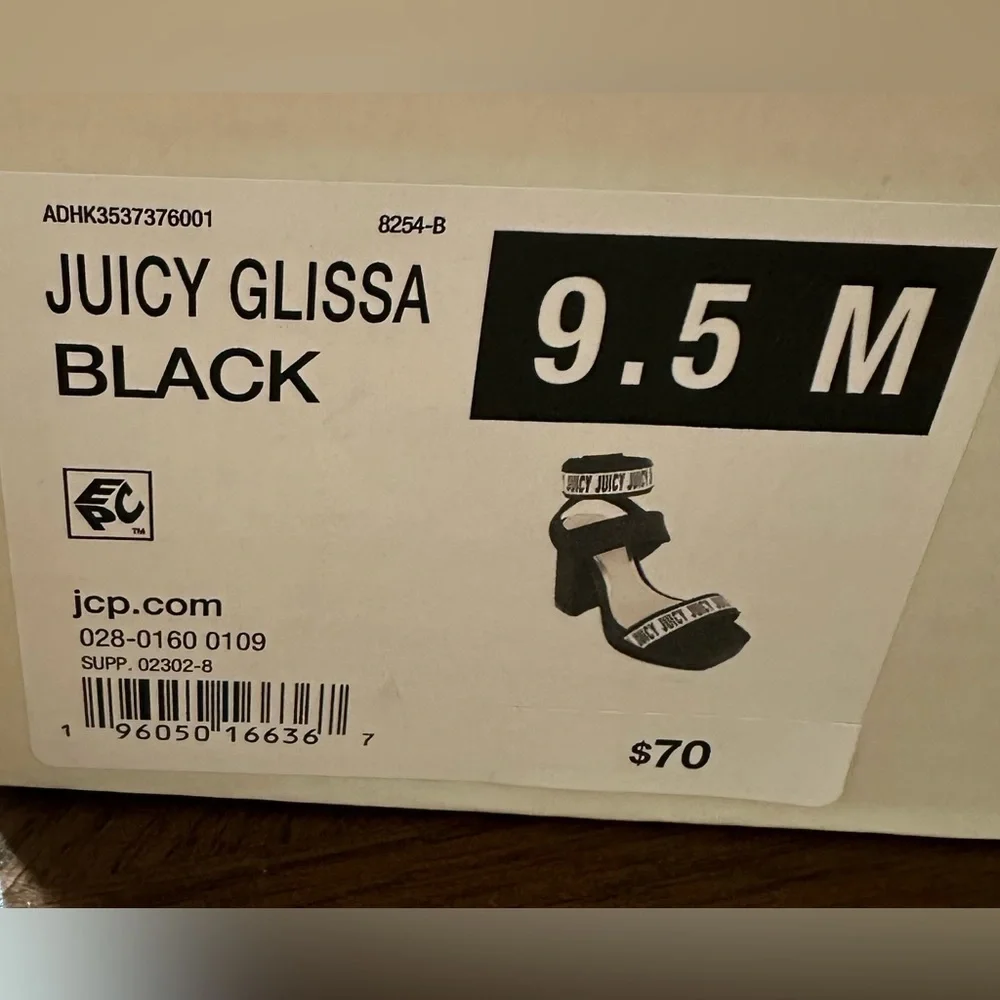 Juicy Couture Womens JUICY GLISSA BLACK High Heeled Ankle Strap Sandal s…